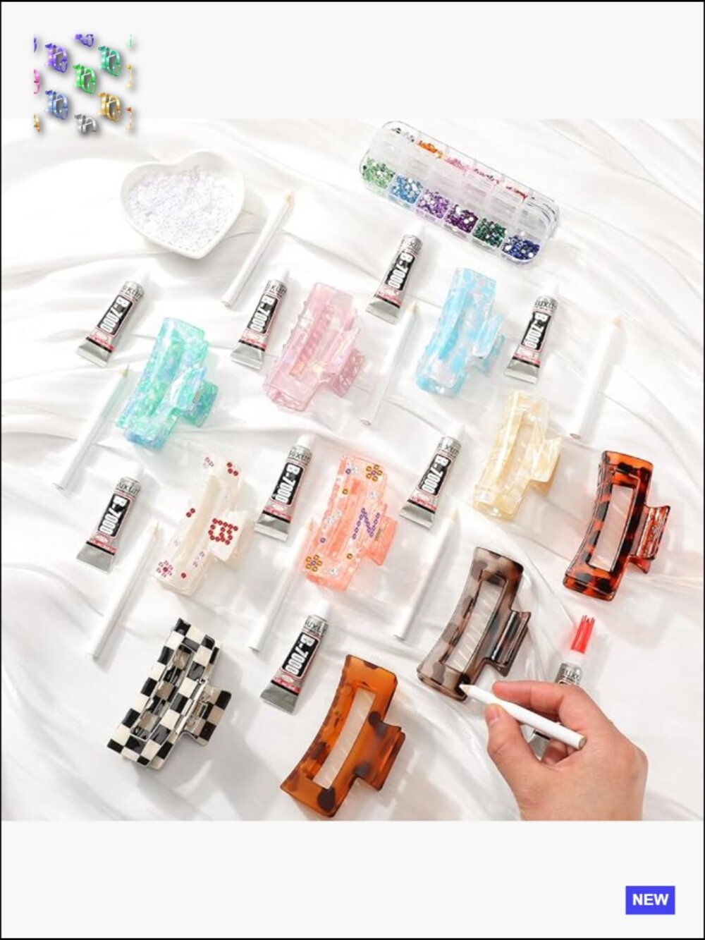 DIY Hair Claw Clips Kit Acrylic Hair Accessories Craft Set Sleepover Party